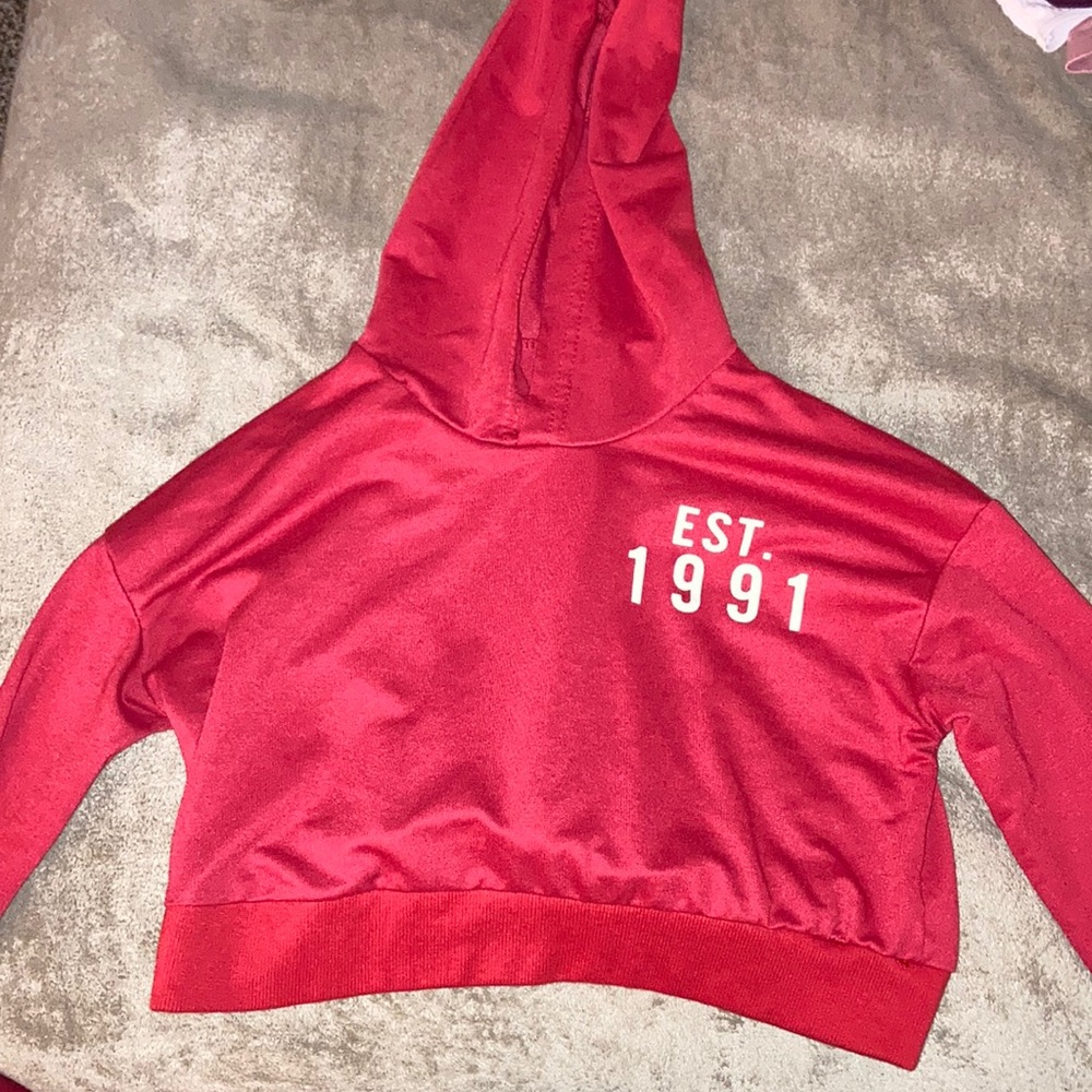 Red crop top hoodie